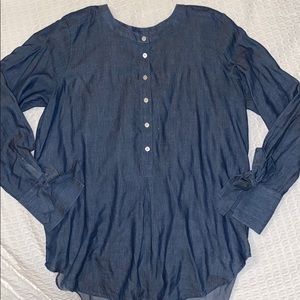 LOFT chambray tie sleeve top